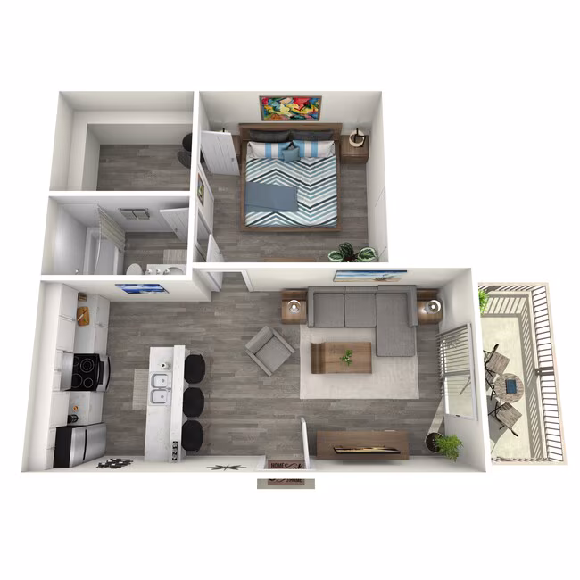 One Bedroom One Bath Small floor plan